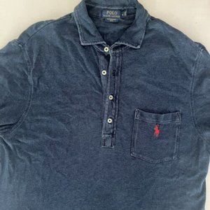 Ralph Lauren Blue Feather Mesh Polo - Mens:  Medium *Tall